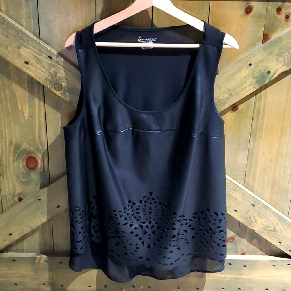 LANE BRYANT BLACK FAUX LEATHER TOP PLUS SIZE 18/20 Vegan Dressy Blouse Moto Rock